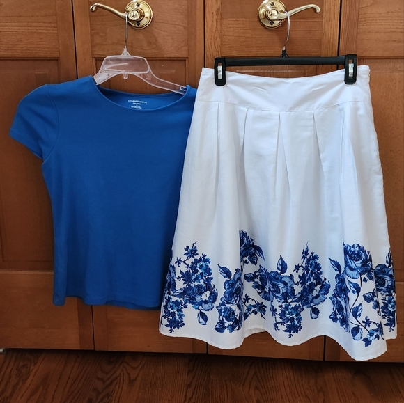 croft & barrow Dresses & Skirts - Flowered Skirt and Matching Tee